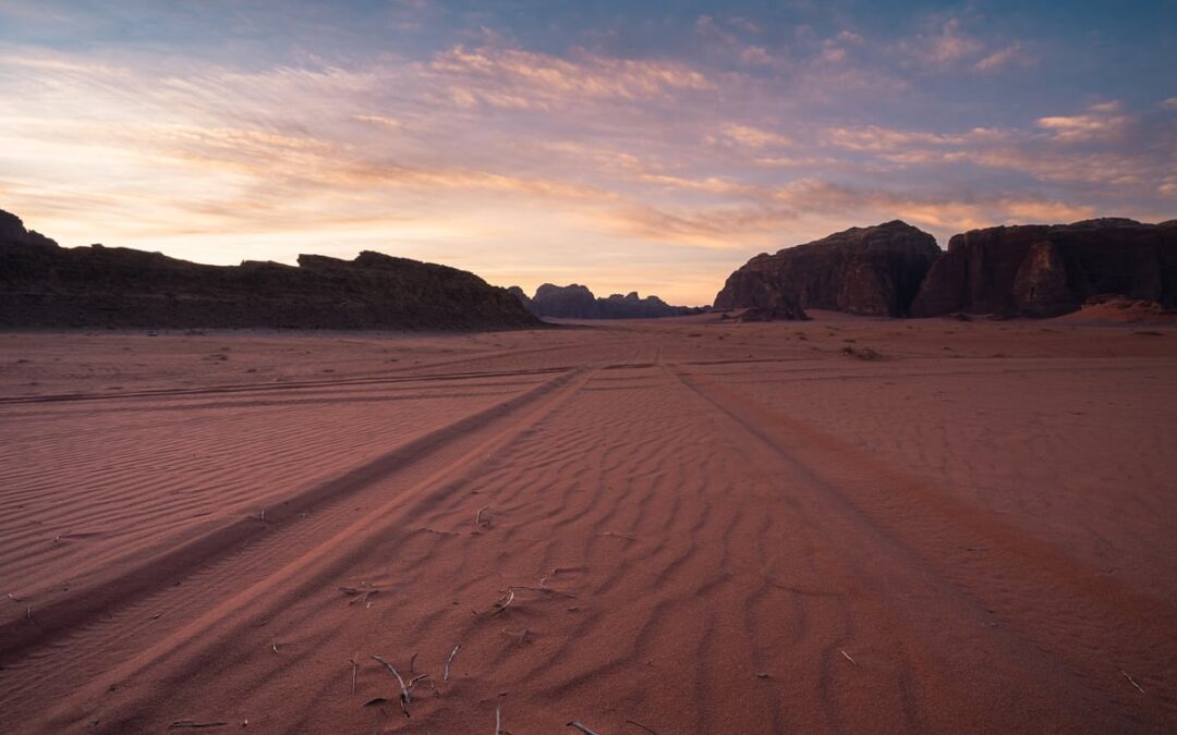 Tire tracks in dessert