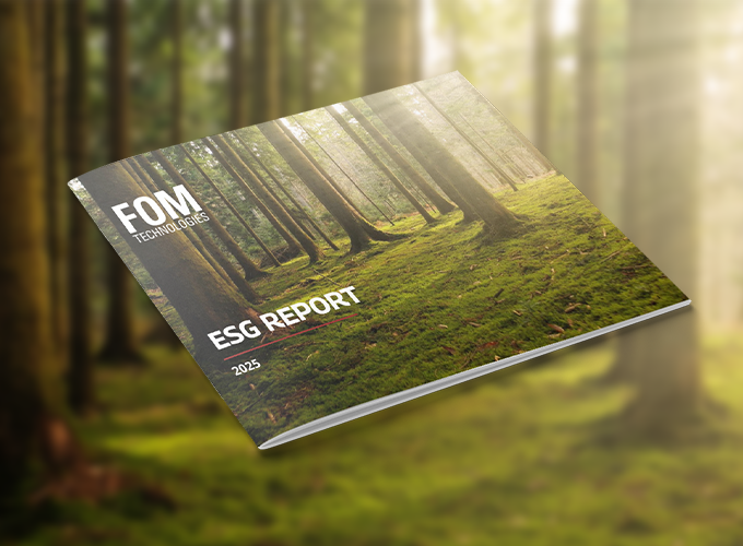 FOM ESG report with trees in the background